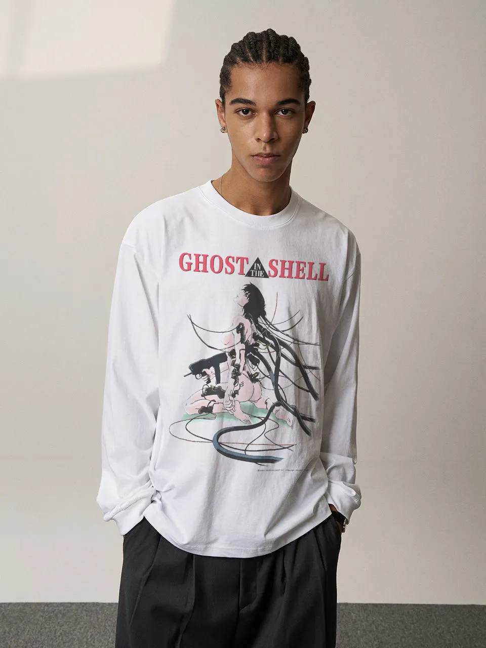 #SA75 SAINT pure cotton long-sleeved T P156 Color: White Size: S-XL
